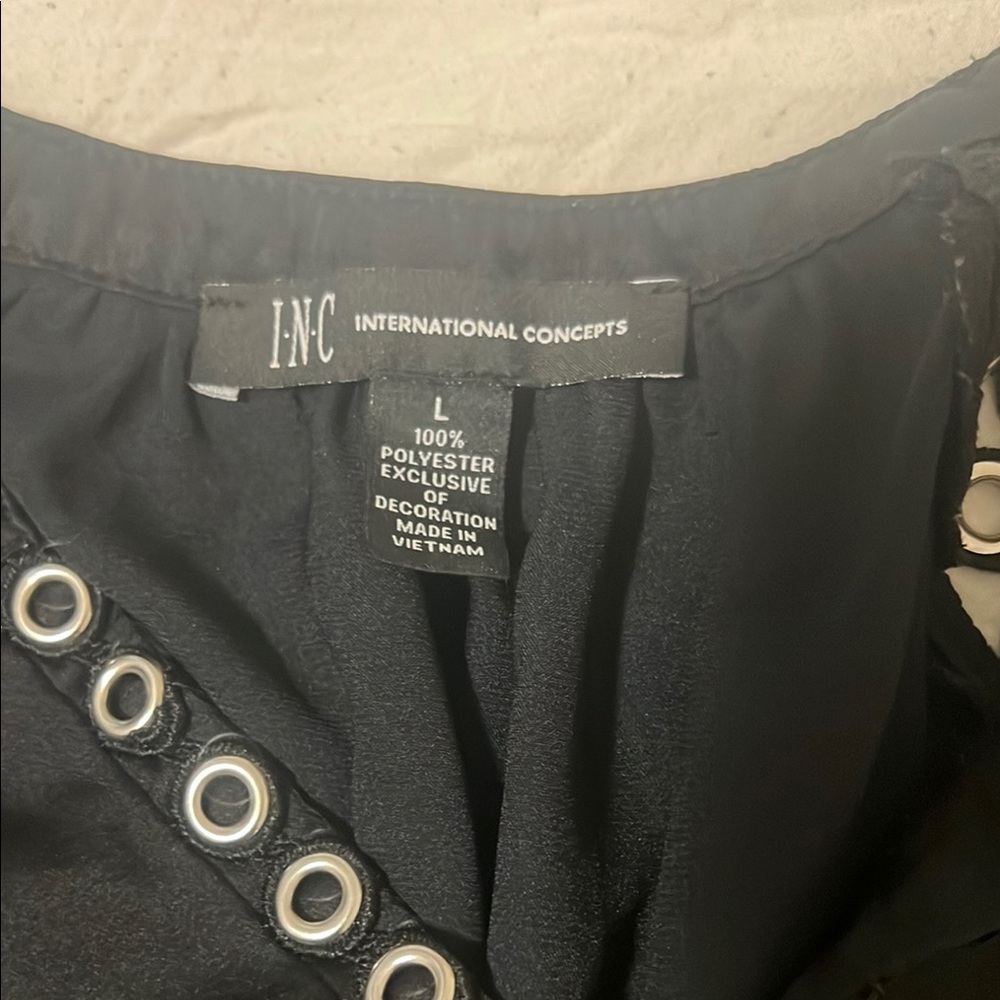 INC Black Grommet Detail Top